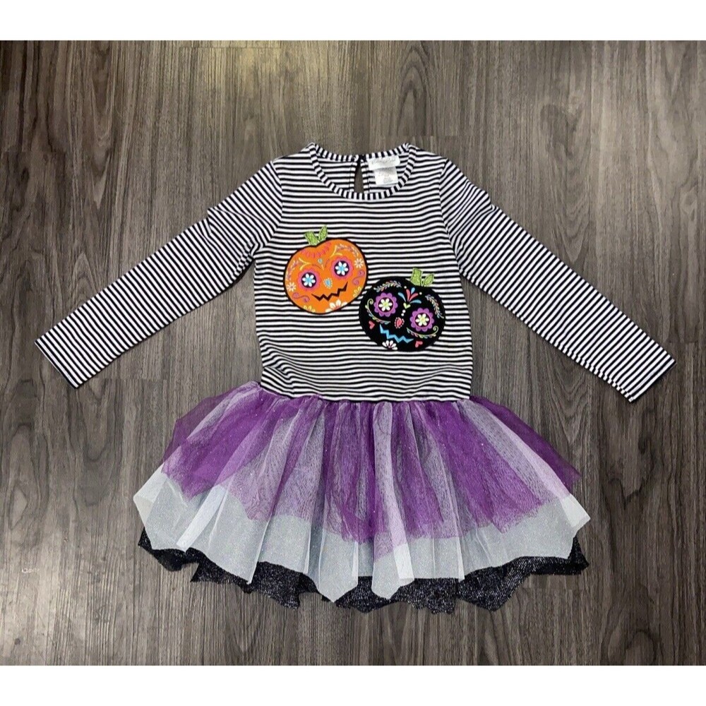 Emily Rose Sugar Skull Halloween Ruffle Sparkly Tutu Dress Girls Size 8